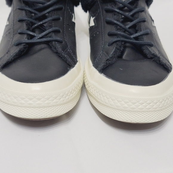 NWOB CONVERSE ONE STAR LOW STREET LEATHER WARMER 'BLACK' - FAUX FUR LINING - Picture 9 of 12